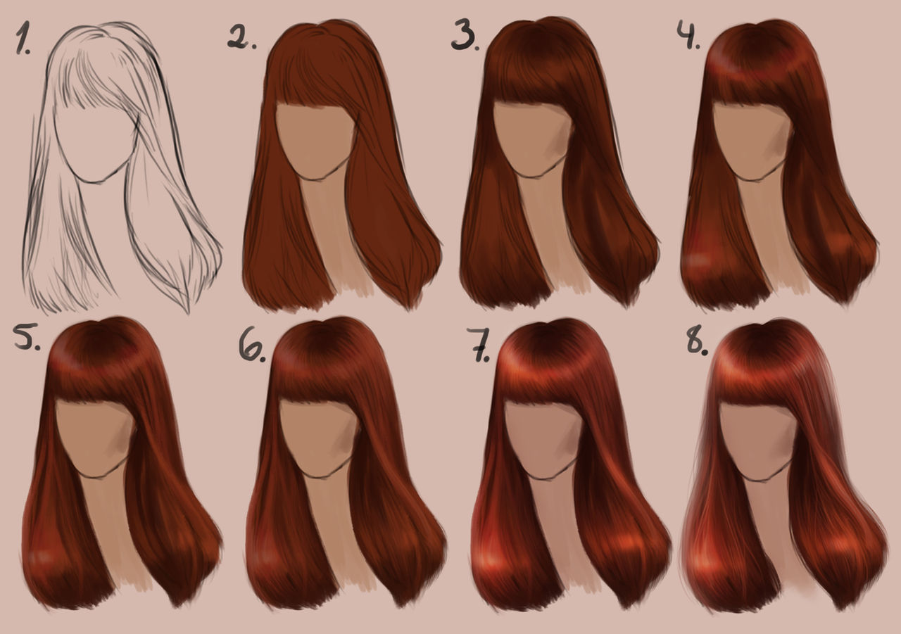 Semi-realistic STRAIGHT HAIR - step by step by SandraWinther on DeviantArt