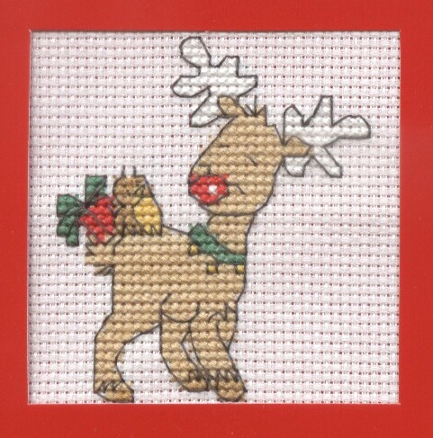 Reindeer and bird Christmas cross stitch