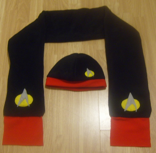 Star Trek themed hat and scarf set