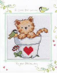 Cat and Bird card cross stitch