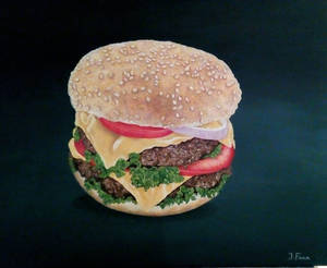 Hamburger on canvas