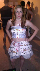 Made a card dress for an ABC party