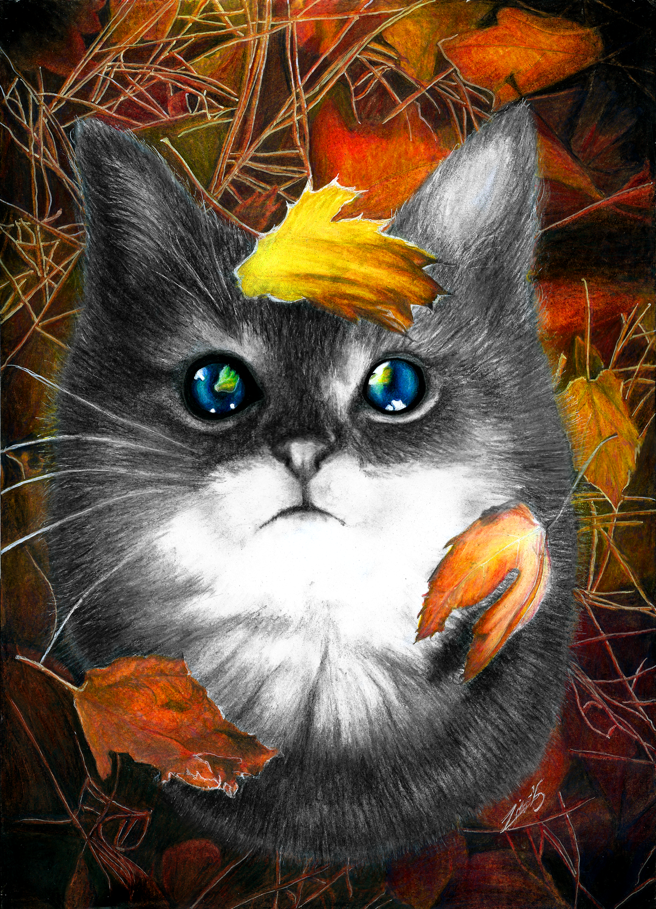 Осенний котик арт