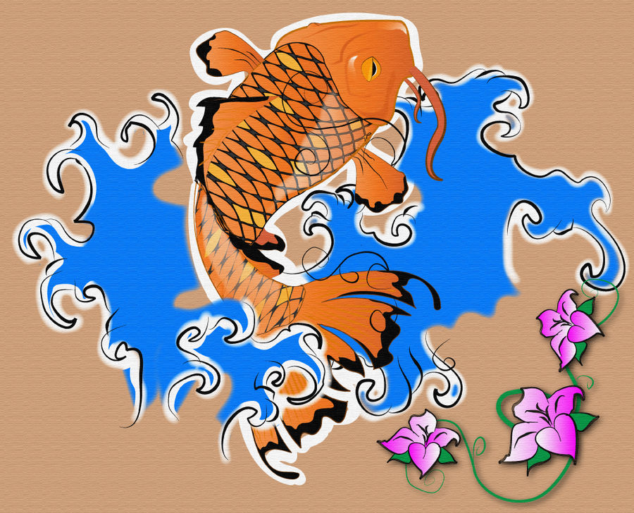 Koi Tattoo Flash by MaxDaMonkey on DeviantArt