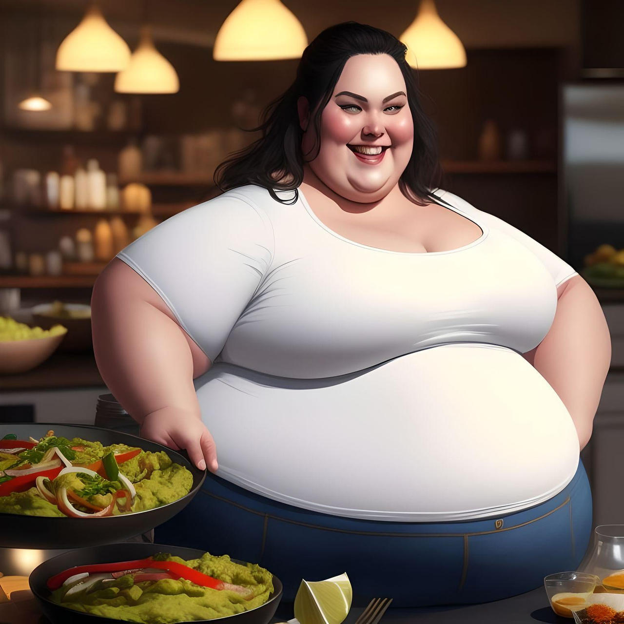Obese Lady Deviantart AI SSBBW chowing on fajitas. My kind of chonk. by bebohiar on DeviantArt