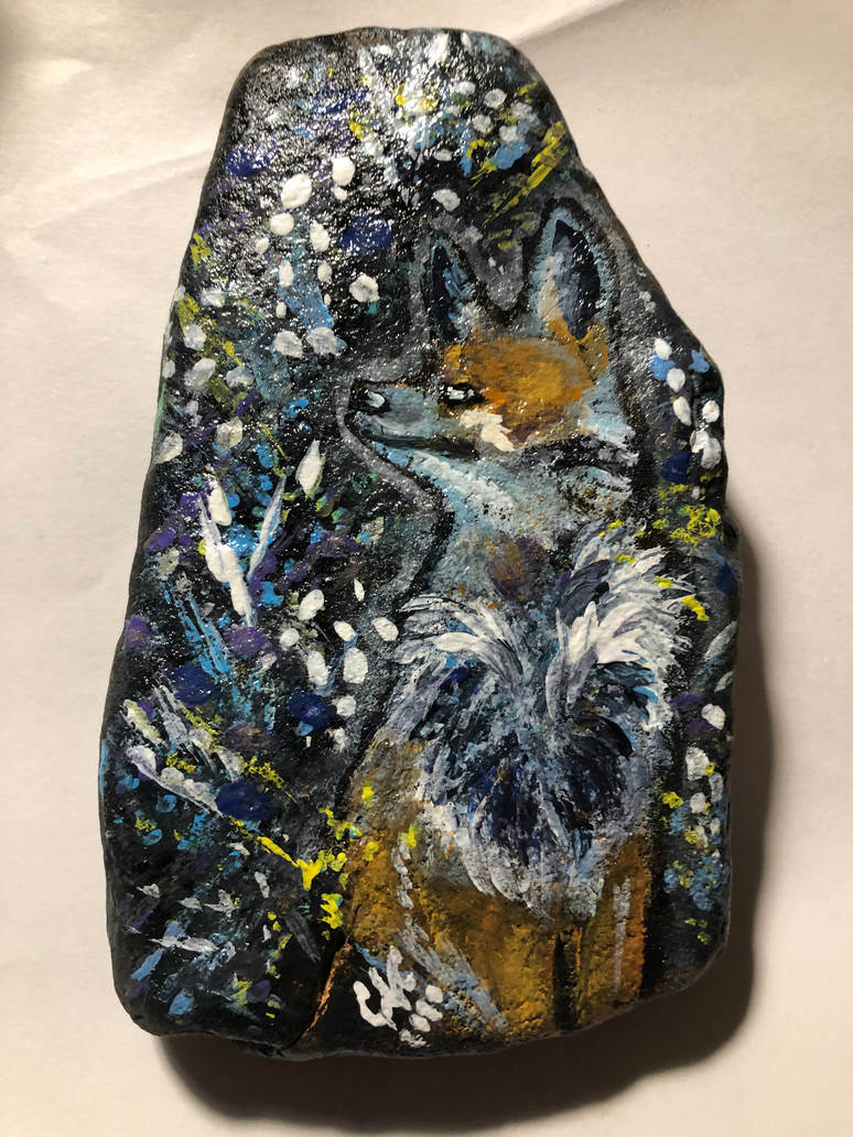Fox rock painting by CLCDesigns on DeviantArt