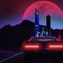 Outrun Dodge Challenger 80's Retro Styled Wallpape