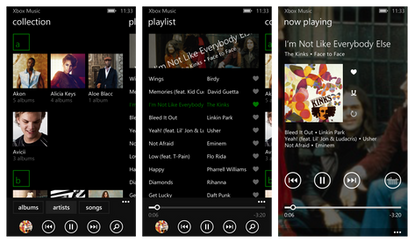 Xbox Music for WP 8.1 (Universal Windows app)