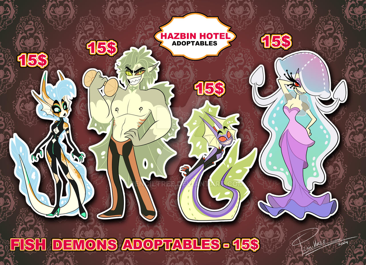 Fish Demon Character HAZBIN HOTEL - Fish Demons adopts - CLOSED by PencilTree on DeviantArt