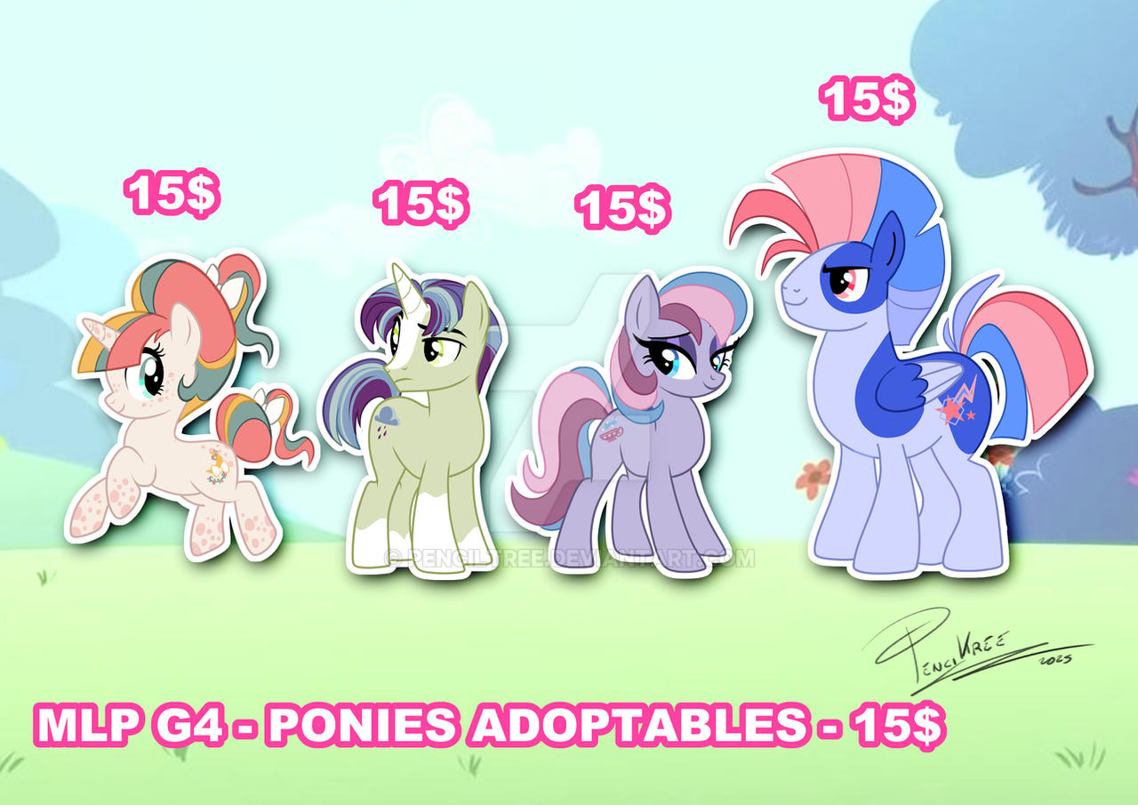4 Ponies - G4 Ponies adoptables - CLOSED by PencilTree on DeviantArt