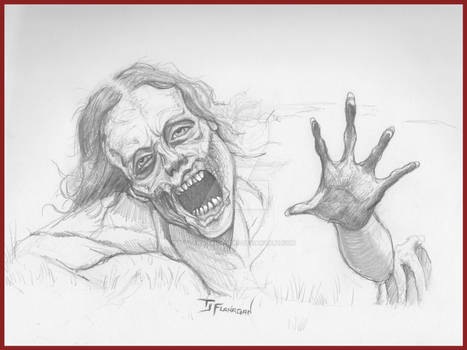 Bicycle Girl Zombie ~ Pencil Sketch