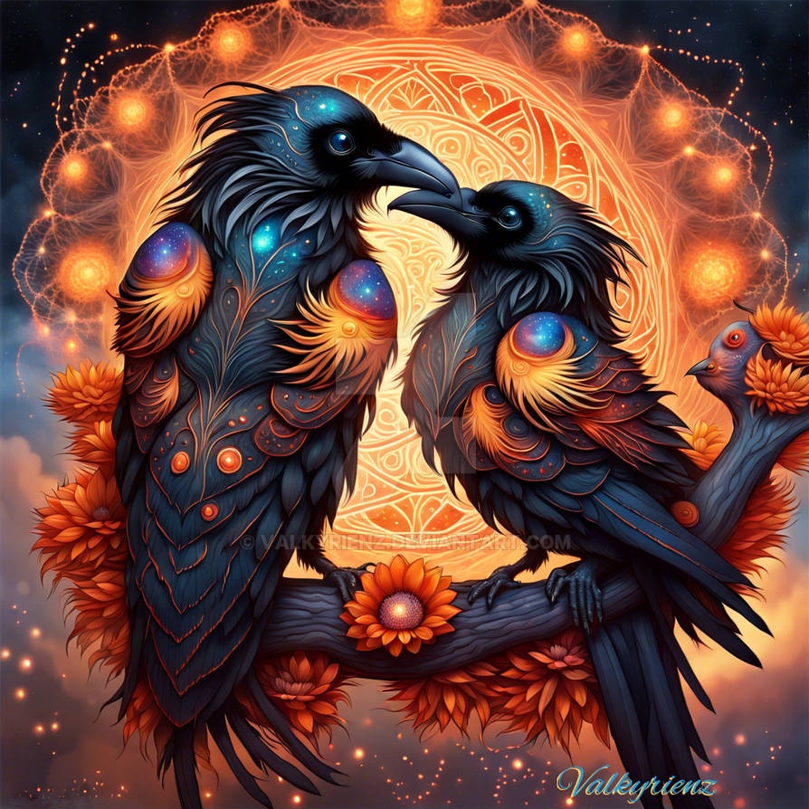 Fire Raven Color Celestial Fire Raven Pair ($1.00 Adopts) by ValkyrieNZ on DeviantArt