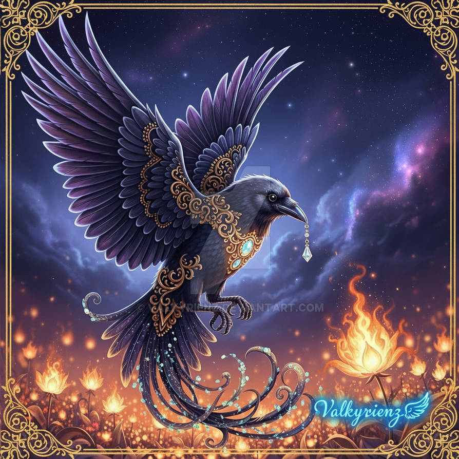 Ravenflame Dark Fire Raven 1 ($1.00 Adopts) by ValkyrieNZ on DeviantArt
