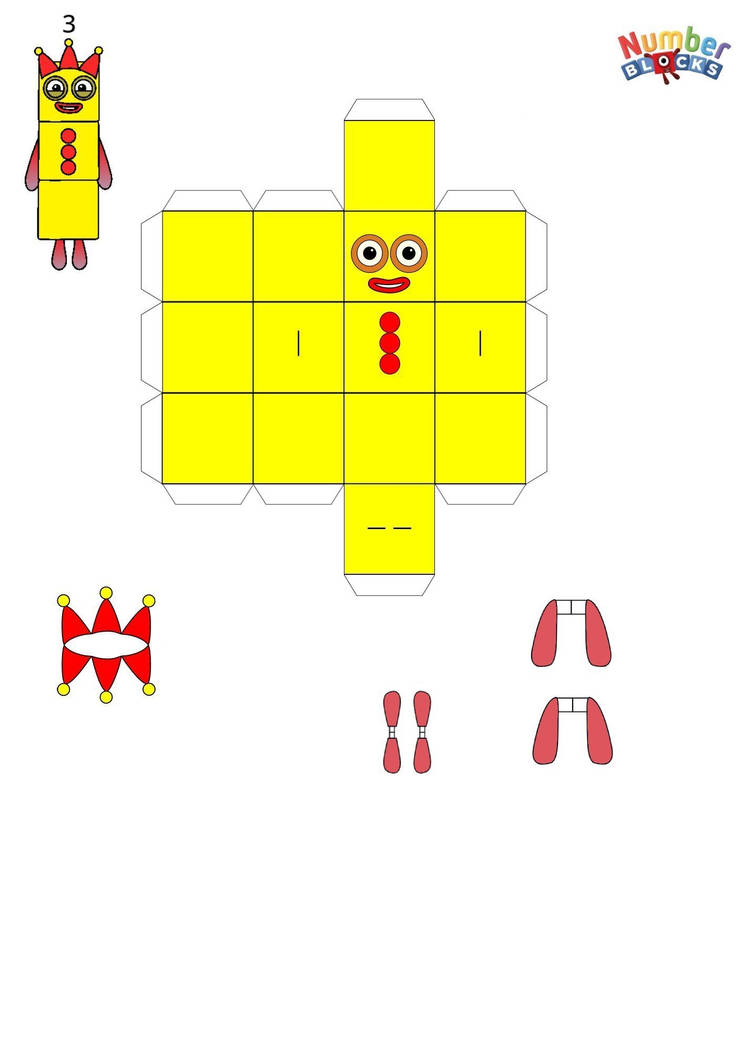 Numberblocks Three Papercraft by Djvngoooo on DeviantArt
