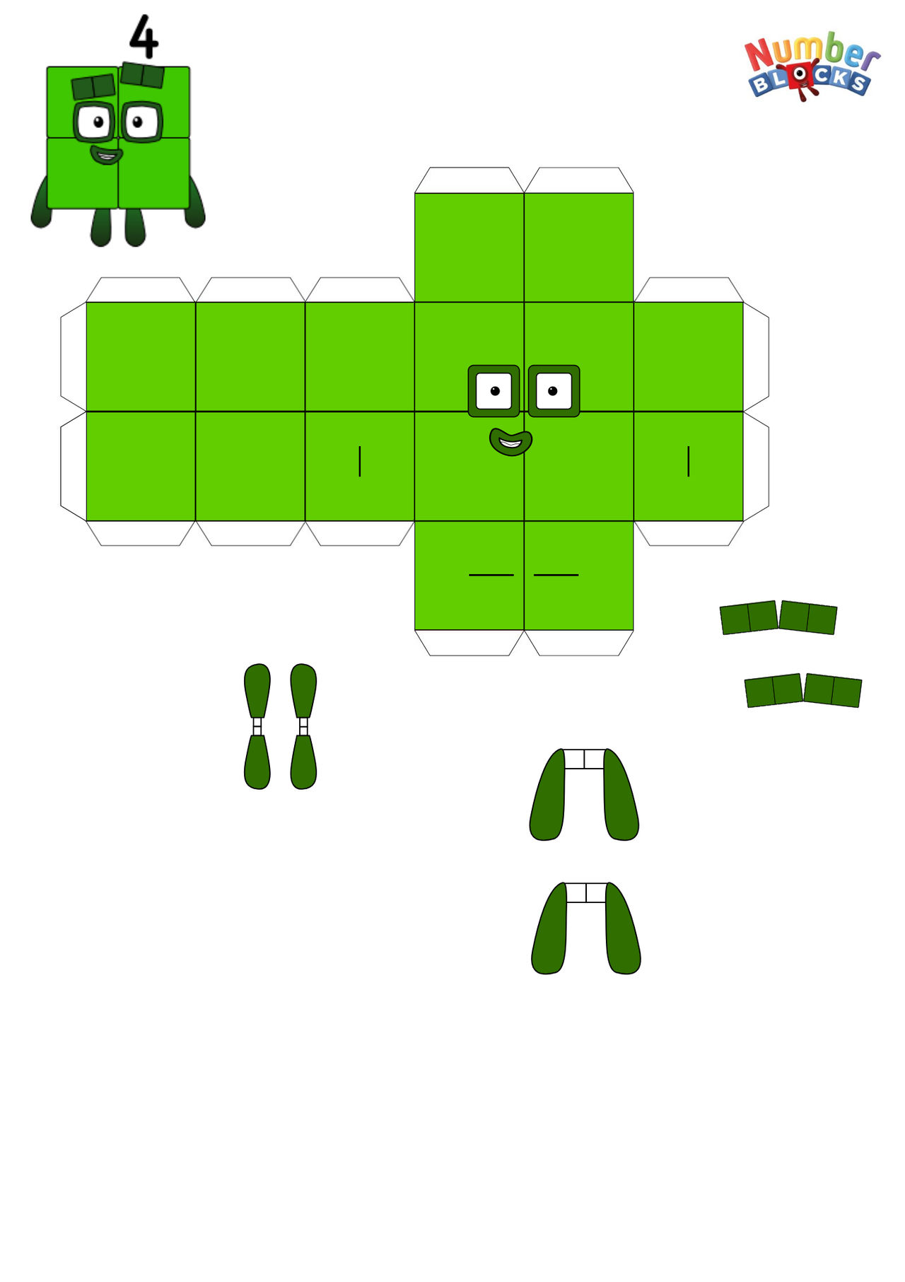 Numberblocks Four Papercraft by Djvngoooo on DeviantArt