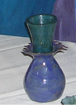 teal and purple vase