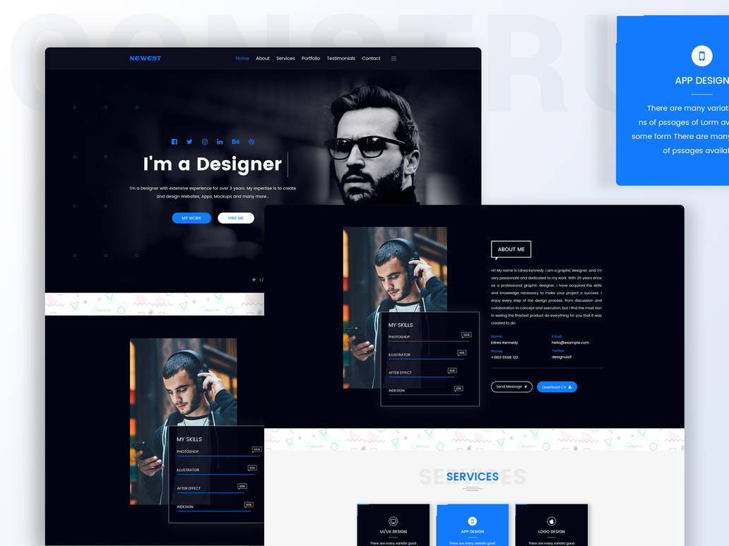 Personal Portfolio Template Design Free Download by UIXREX on DeviantArt