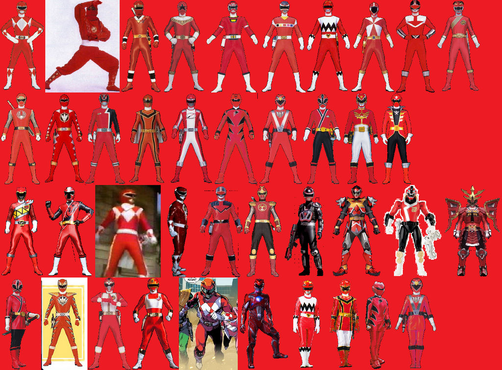Red Power Ranger Lineup by AdrenalineRush1996 on DeviantArt