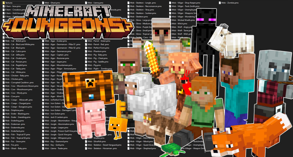 Minecraft Dungeons - All Mobs Models - MMD Pack