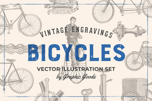 Bicycles   Vintage Illustration Set