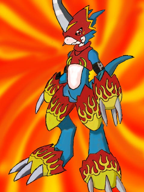 Flamedron Flamedramon, the Fire of Courage by wererapter-nelson on DeviantArt