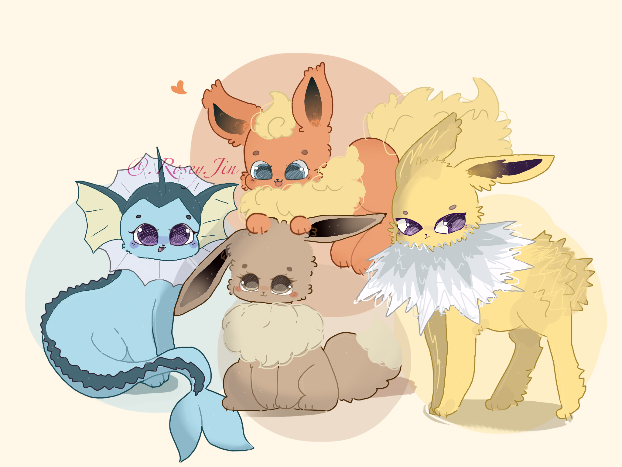 Pokémon Eeveelutions: Eevee Vaporeon Jolteon Flareon 