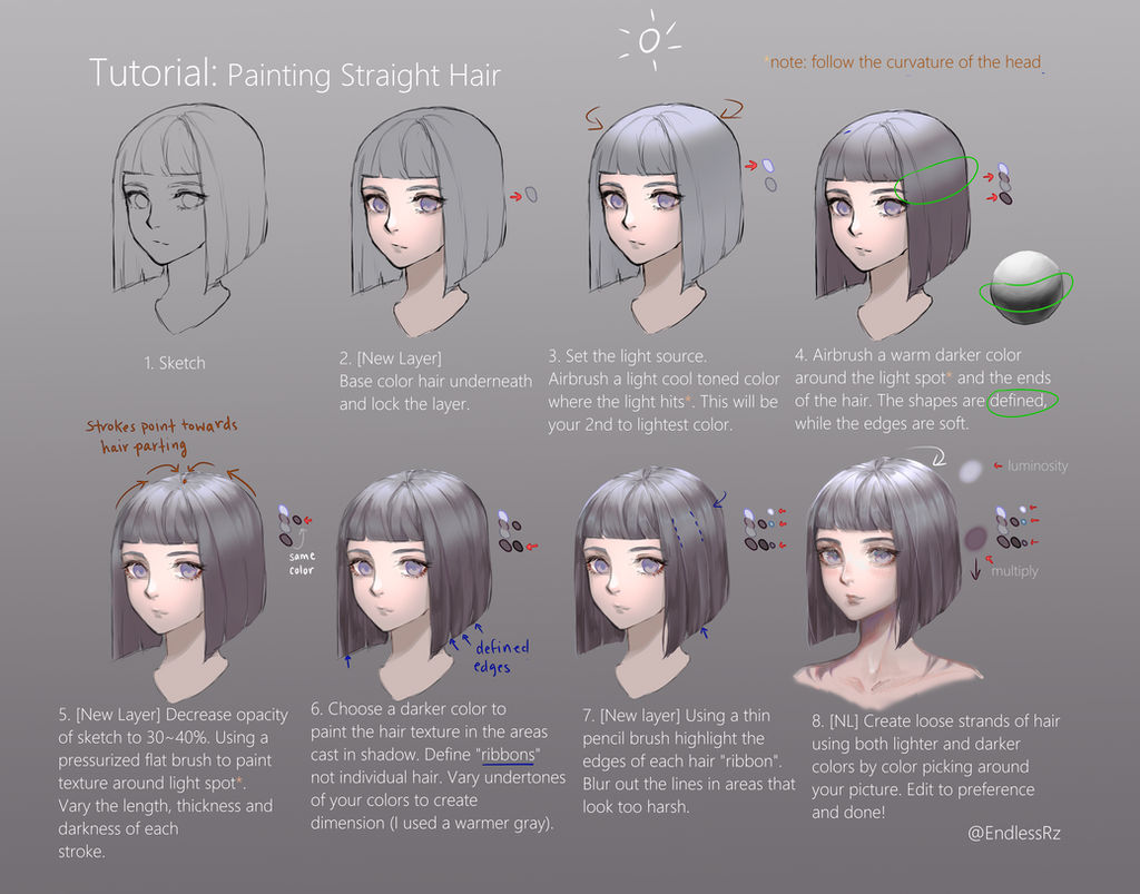 Tutorial: Painting Straight Hair by EndlessRz on DeviantArt