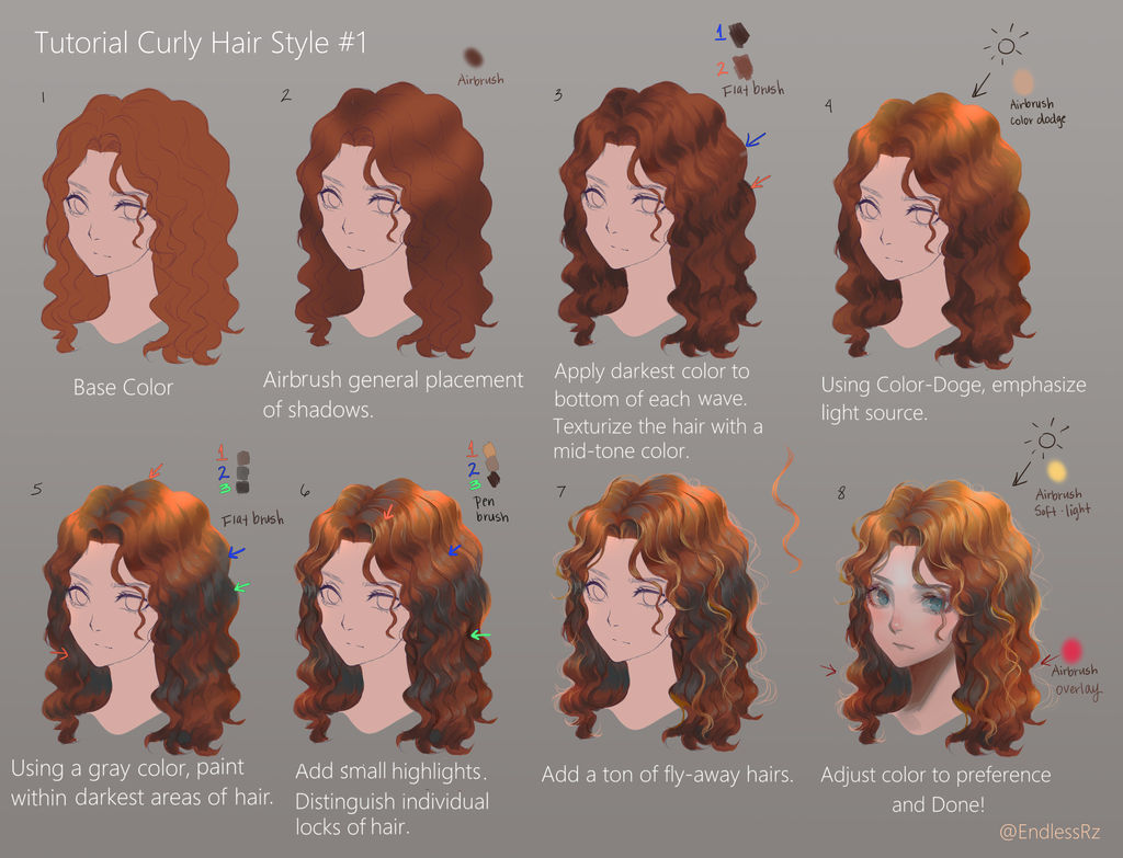 Tutorial: Curly Hair Style 1 by EndlessRz on DeviantArt