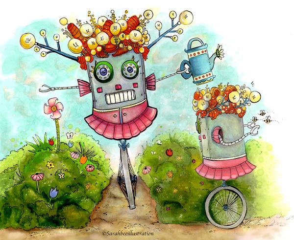 Robot Girl by sarahbeeillustration