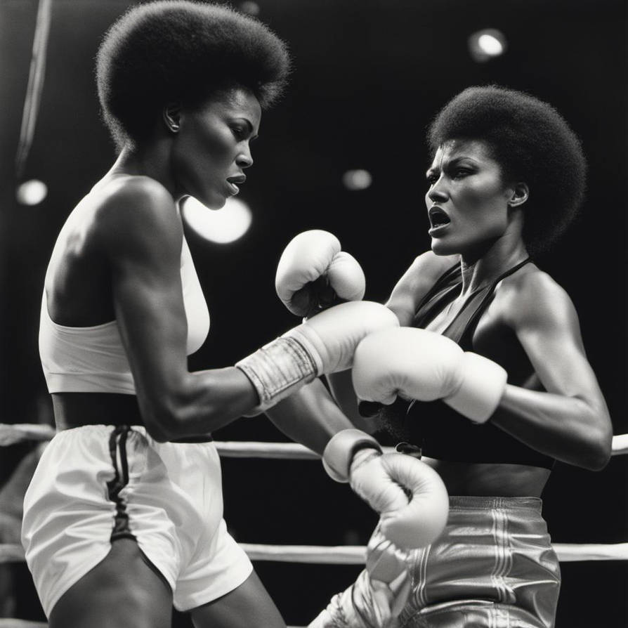 Grace Jones boxing Pam Grier by stephenborer on DeviantArt