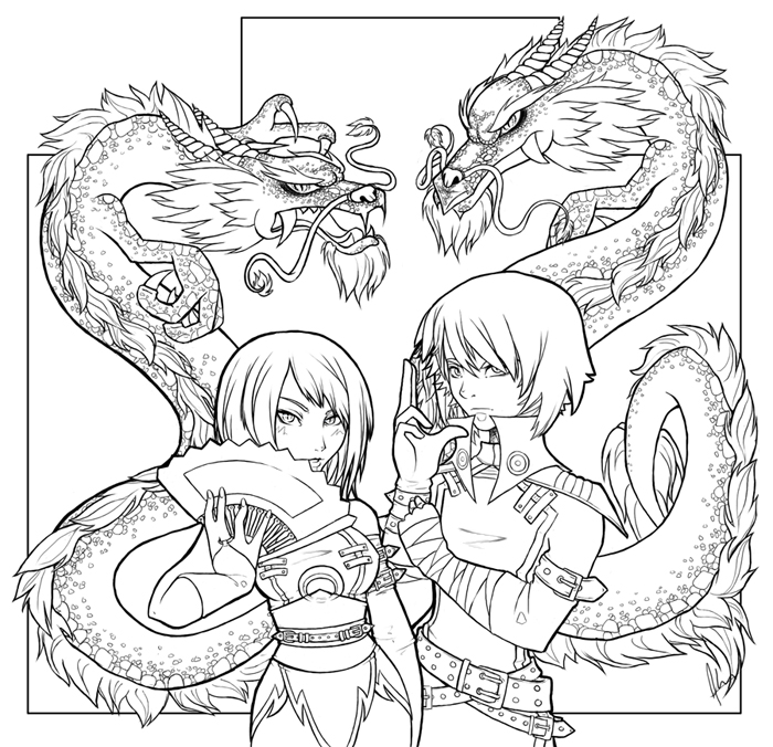 Dragons - lineart