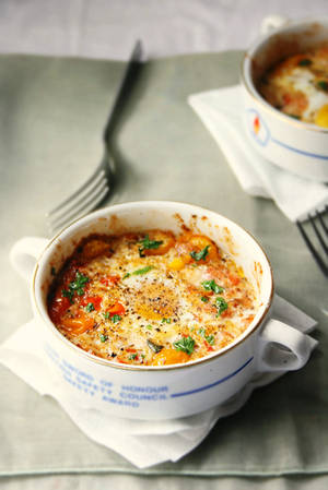 Baked Eggs and Tomatoes by sasQuat-ch Baked Eggs and Tomatoes by sasQuat-ch
