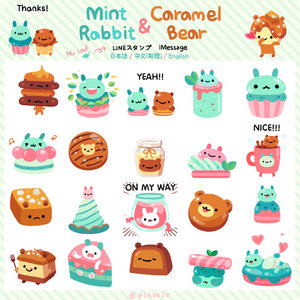 Mint rabbit and Caramel bear