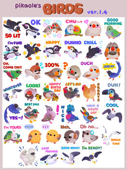 pikaole's birds sticker pack updated
