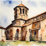 Romanesque Church Watercolor