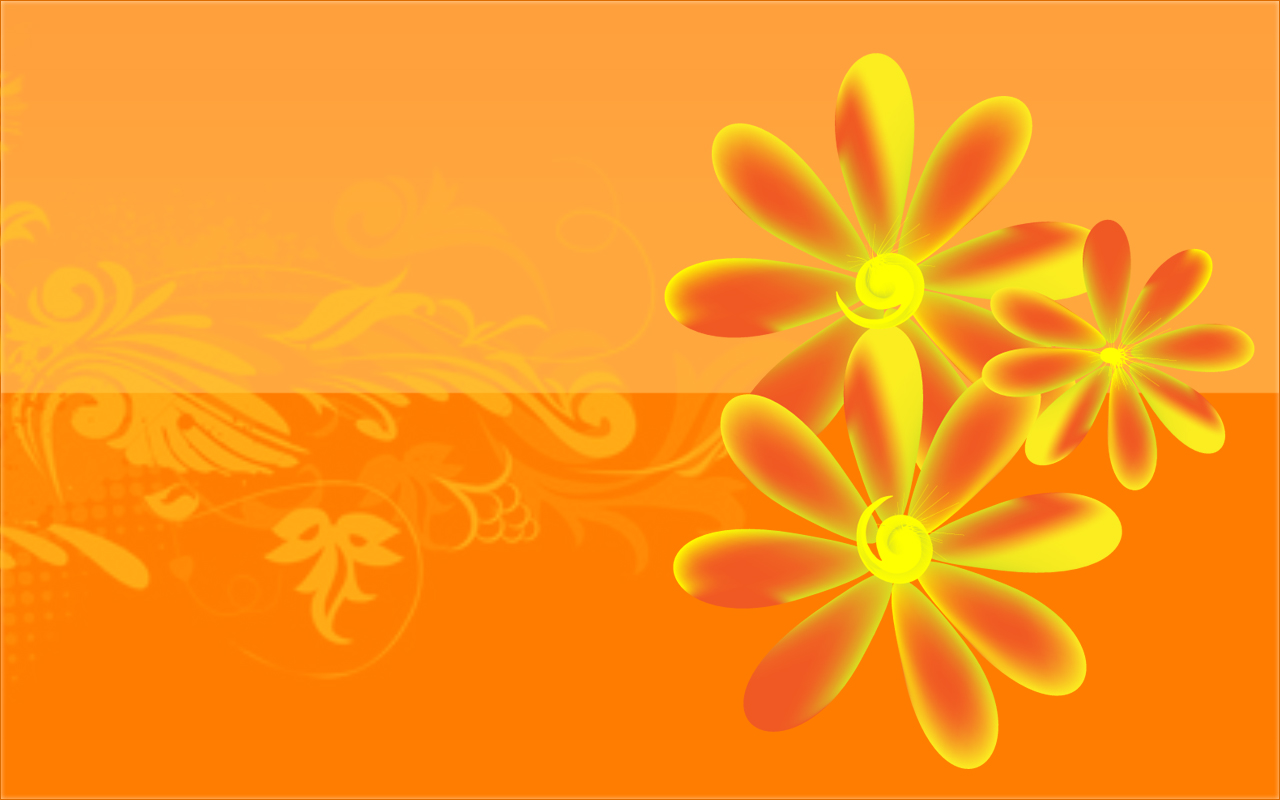 orange flowers laptop