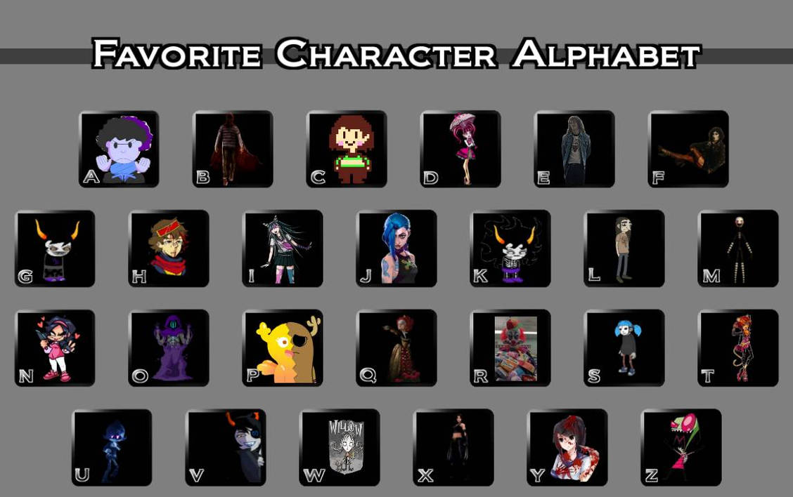 Favorite Character Alphabet Relived by birdietalk on DeviantArt