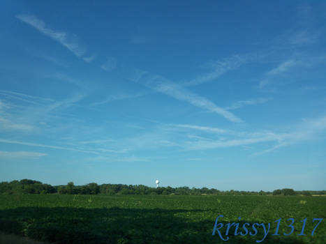 Airplane Tracks in the Blue Sky