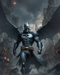 Batman in a city on fire