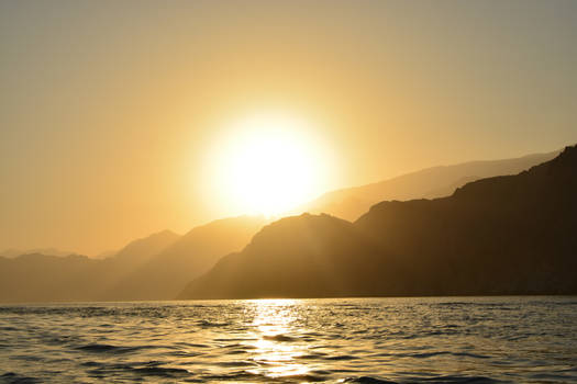 Sunset in the Musandam peninsula in Oman