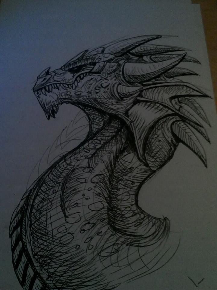 dragon head in pen