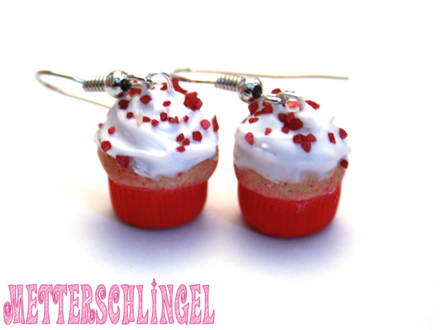 red Cupcake Earrings