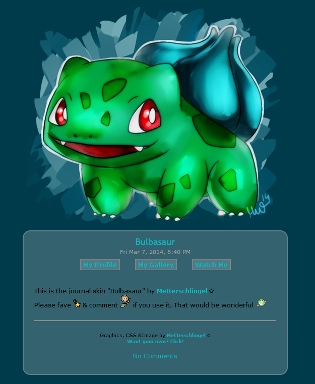 Bulbasaur Journal Skin