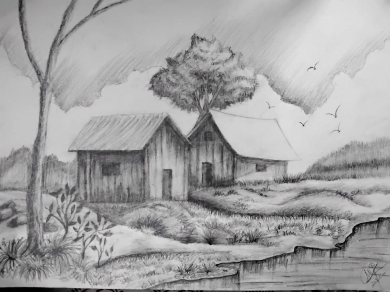 Graphite Drawing Landscape
