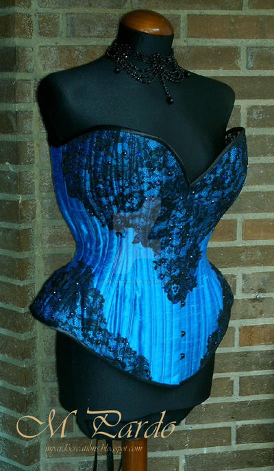 Blue silk corset - Custom work