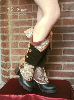 Steampunk spats with wooden buttons side closure -