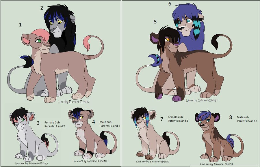 Lion Couples (and cubs) adoptables