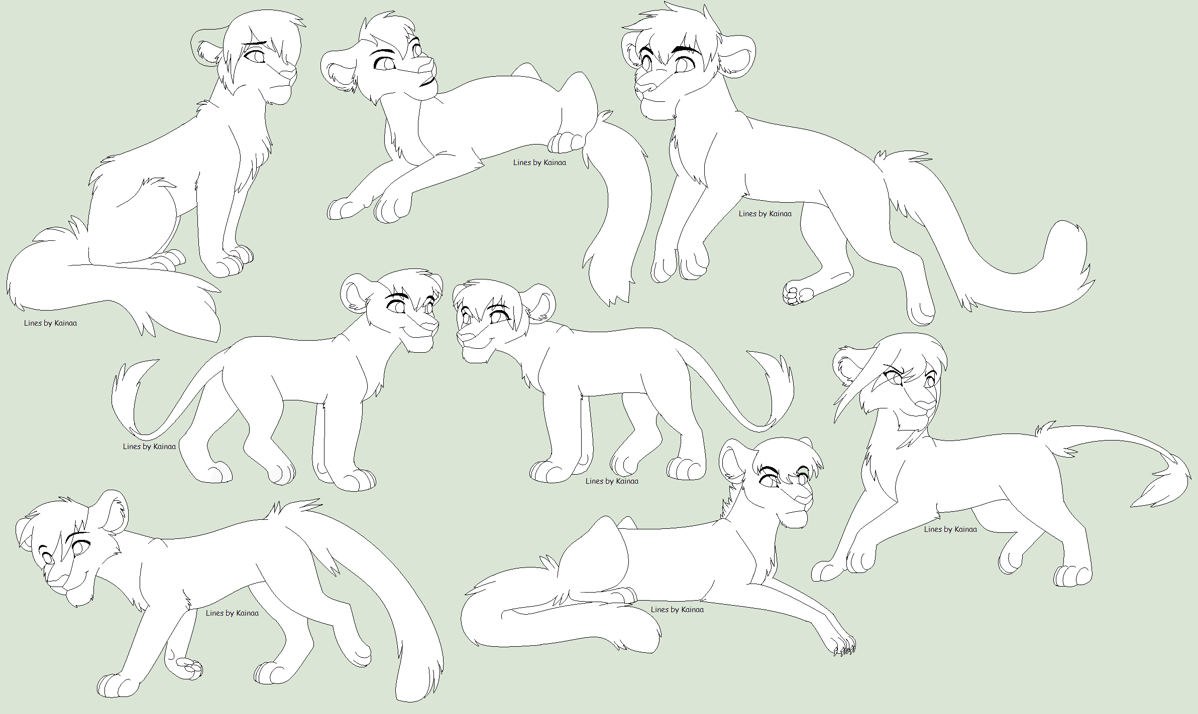 Lots Of Felines FREE Line Art