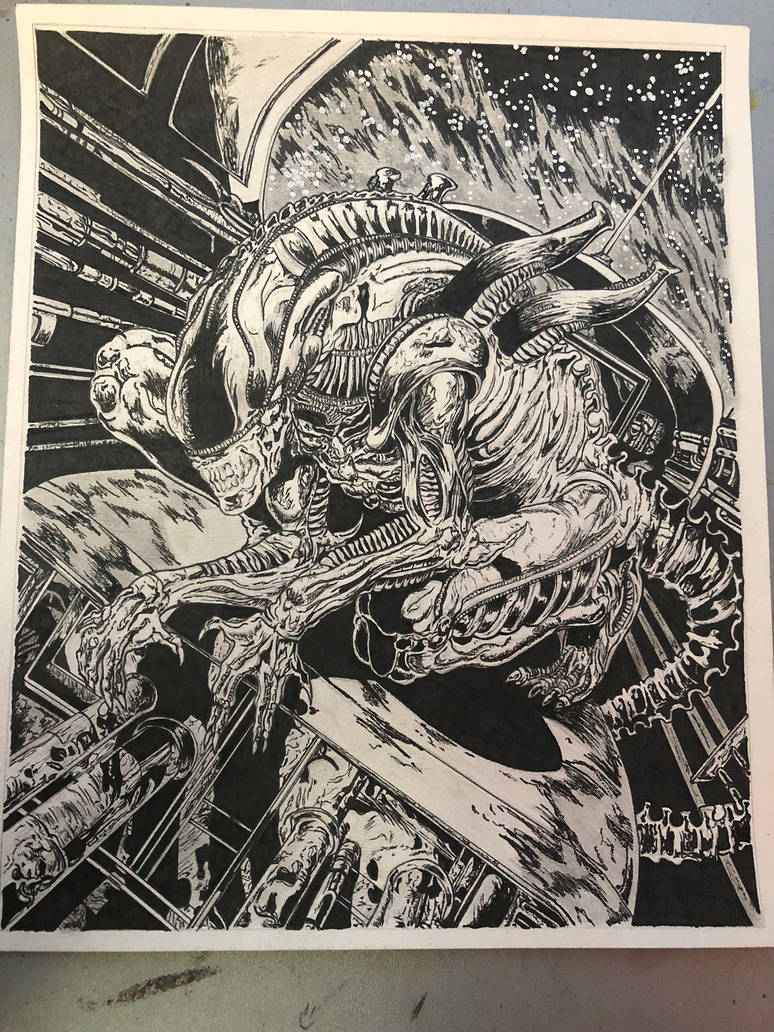 Advanced Alien Drawing Alien Ink drawing for Art A level by ArtByZain2022 on DeviantArt