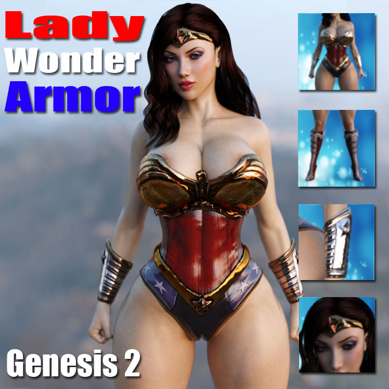 Lady Wonder Armor for Genesis 2 Female